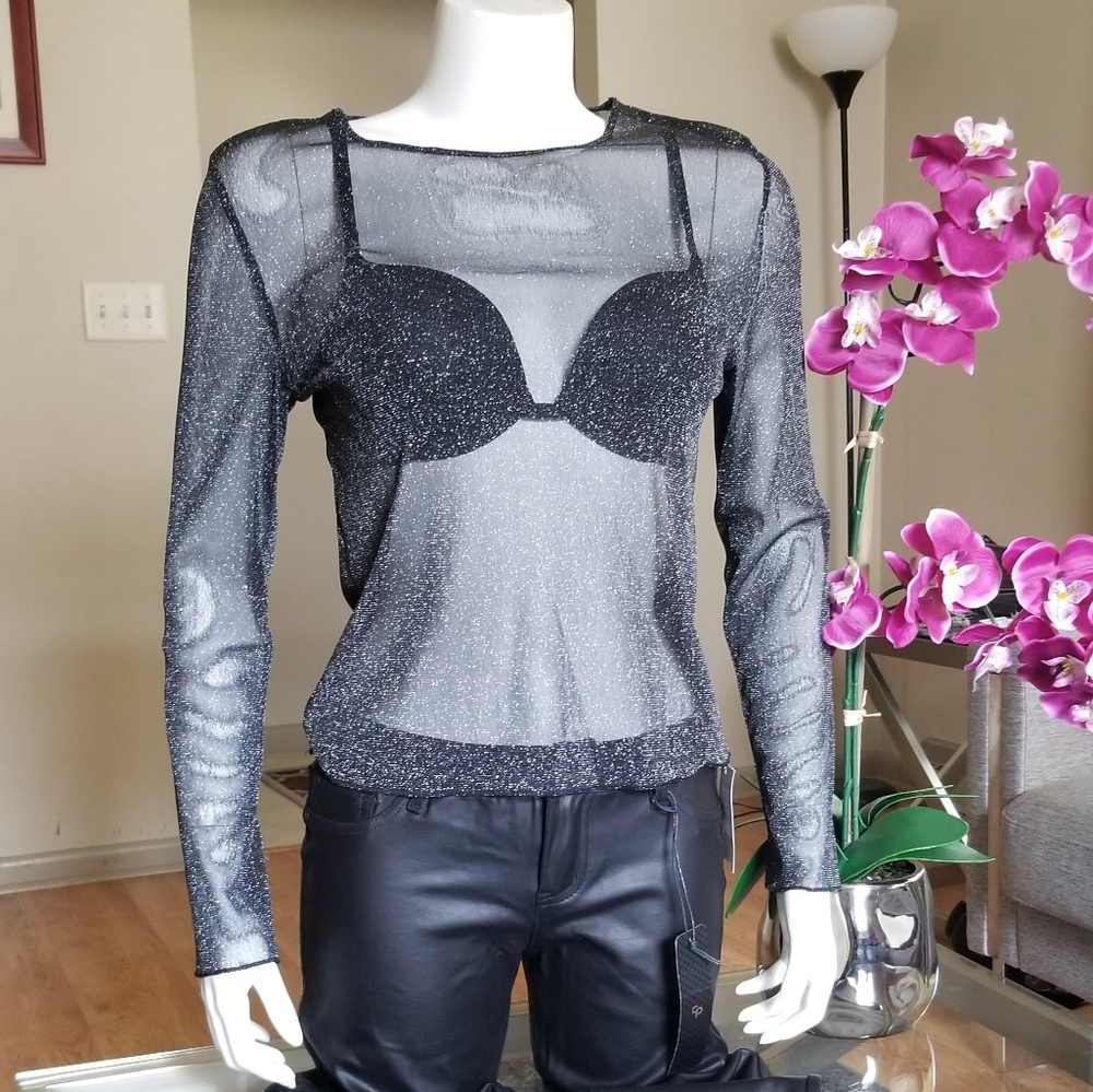 New! VICTORIA'S  SECRET Black Glitter Top XS